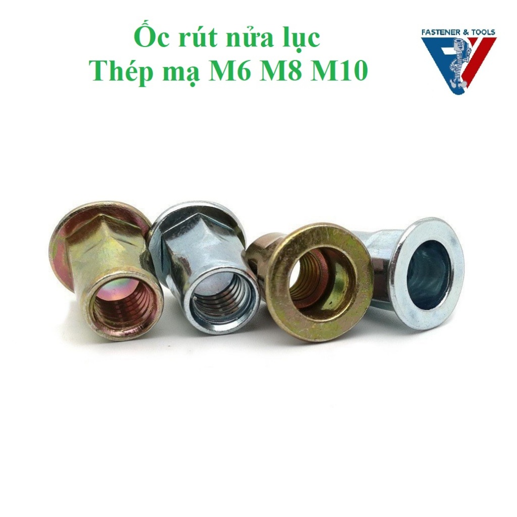( Thép mạ) 10 cái Ốc tán rút nửa lục M6, M8,M10, M12 thép mạ | Shopee ...