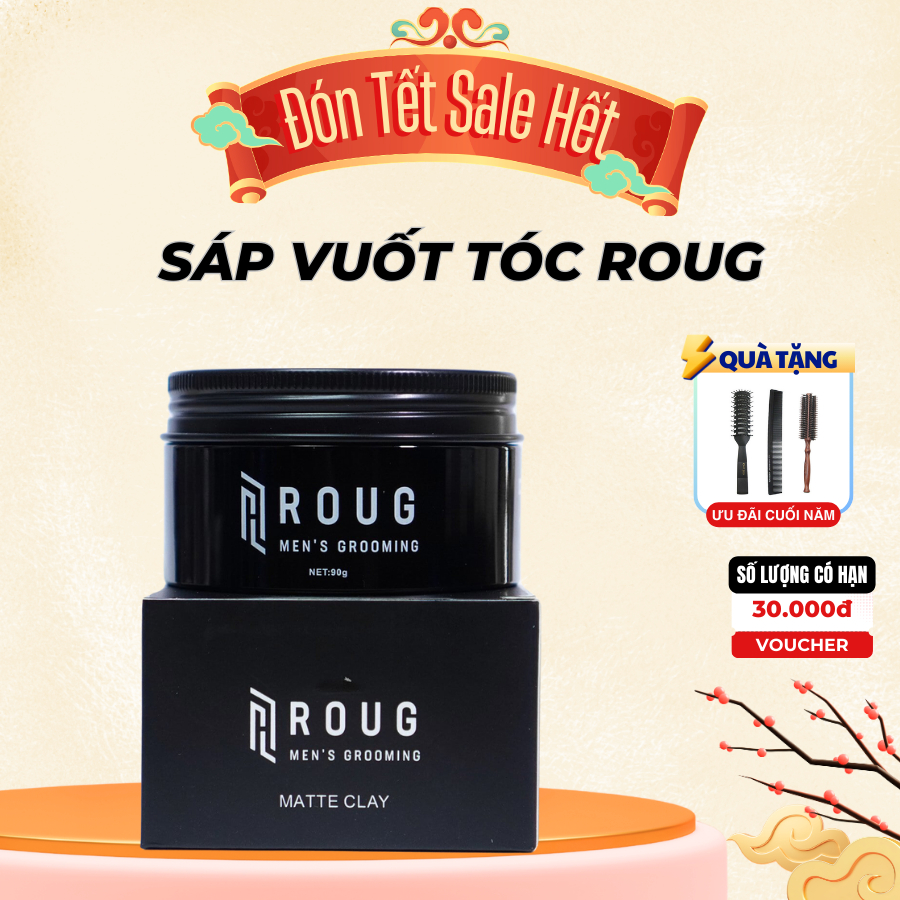 Sáp vuốt tóc, Gôm xịt cứng tóc Roug Matt Clay 90g, tạo phồng giữ nếp ...