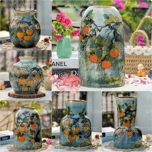 Bình Hoa Gốm Sứ Bát Tràng Vẽ Quả Hồng Táo GomDecorTSC