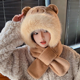 Mũ lông cừu nữ Capybara, mũ lông cừu  nữ kèm khăn quàng cổ, găng tay dài giữ ấm mùa đông 🌸 tuyển sỉ🌸