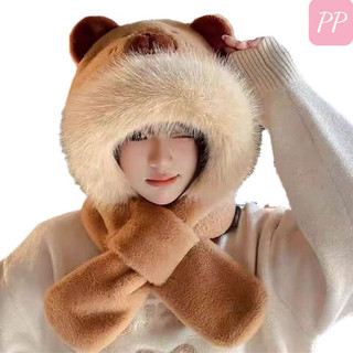 Mũ lông cừu nữ Capybara, mũ lông cừu  nữ kèm khăn quàng cổ, găng tay dài giữ ấm mùa đông 🌸 tuyển sỉ🌸