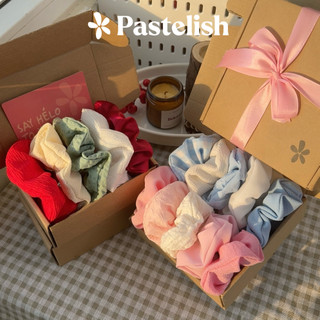 Set HỘP 10 dây cột tóc Scrunchies Pastelish - COMBO TIẾT KIỆM (Chun cột tóc đủ loại vải: Nhung, lụa, hoa nhí,..)