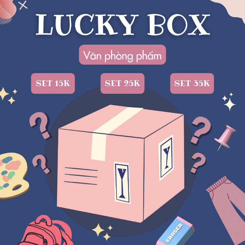 Hộp cam bí ẩn - Hộp quà may mắn kẹp tóc, sticker , charm , phát sáng văn phòng phẩm