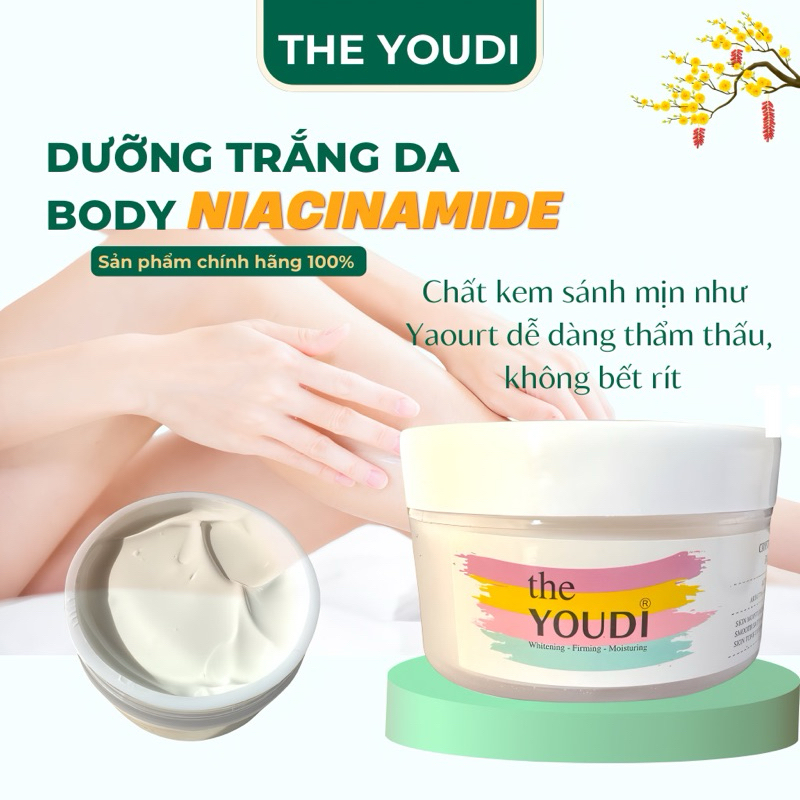 YOUDI Kem Dưỡng Trắng Da Toàn Thân Trắng Sáng Vượt Trội  Mềm Mịn Hương Nước Hoa Sang Trọng Quý Phái 200g