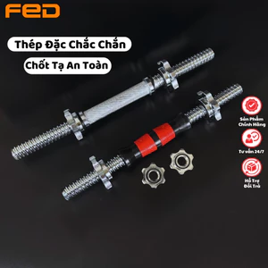 Đòn Tạ Tay Đơn Phi 25mm, Thanh Đòn Tạ Thép Đặc Mạ Điện 35cm, 40cm Kèm Chốt Tạ ( 1 tay)