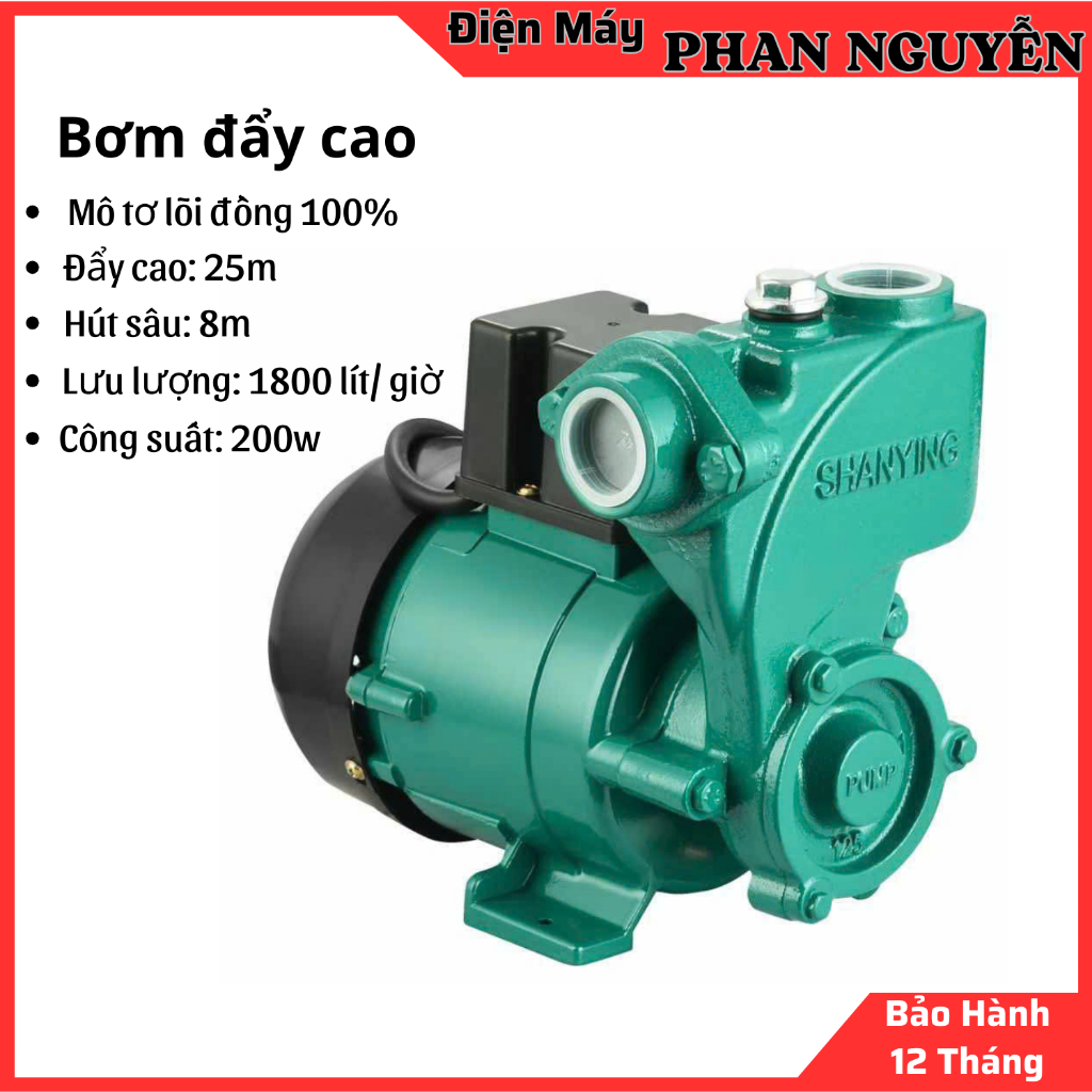 Bơm đẩy cao 200w shanying mô tơ lõi đồng dùng cho nhà cao tầng đẩy lên