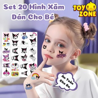 Set 20 Hình Xăm Xăm Tạm Thời Hoạ Tiết Kuromi/ Hello Kitty/ Melody Không Độc Hại, Dễ Vệ Sinh, An Toàn Cho Bé