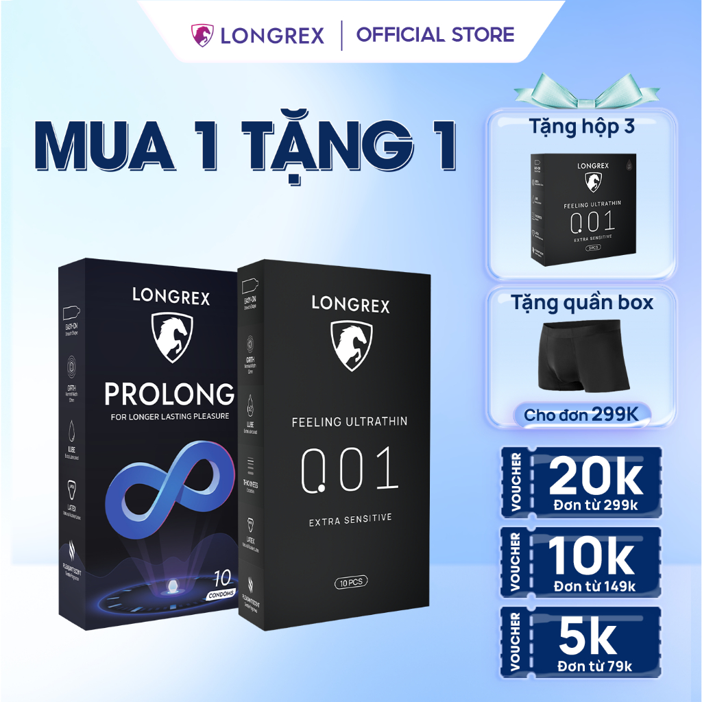 Bao cao su siêu mỏng Longrex kéo dài thời gian quan hệ combo 2 hộp mùi ...