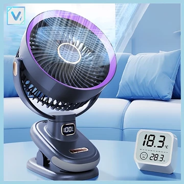 Quạt Mini Xoay tự động, Quạt tích điện mini, quạt kẹp tích điện 7 inch, kẹp bàn ,xe đẩy pin 20000mAh