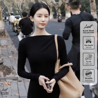 Đầm body cổ thuyền dài tay thanh lịch LUST chất liệu dày dặn thiết kế đẹp N164