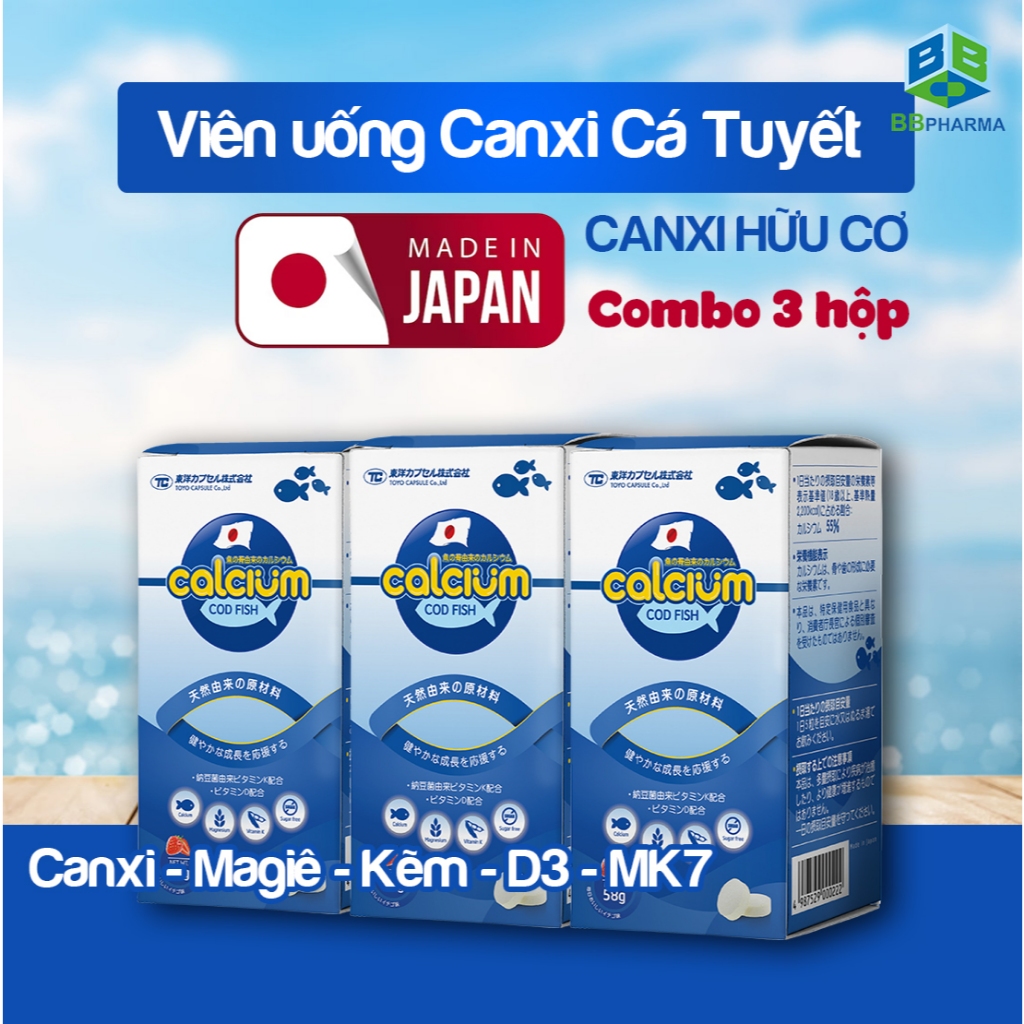 Combo 3 lọ Canxi Cá Tuyết 100 viên-Canxi Hữu Cơ hỗ trợ chiều cao, ngừa ...