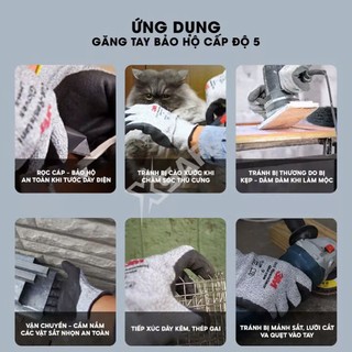 Găng Tay Jogger Safety cáo cấp phủ lớp PU, chống điện bảo vệ ngón tay, lòng bàn tay