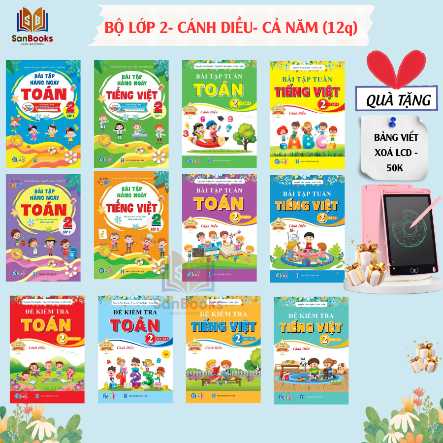 Ảnh Sách - Bài tập hàng ngày, Bài tập tuần, Đề Kiểm Tra Toán và Tiếng Việt Lớp 2 - Học Kì 1,2 - Cánh Diều (Lẻ Tuỳ chọn) 2