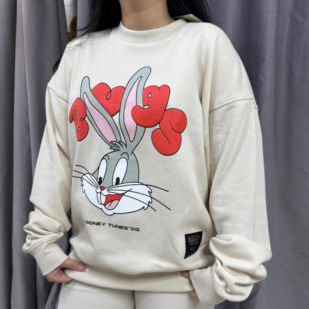 Áo Nỉ Không Mũ BOO Overfit Chất liệu Nỉ da cá In Hình Bugs Bunny Looney Tunes Hoạt hình