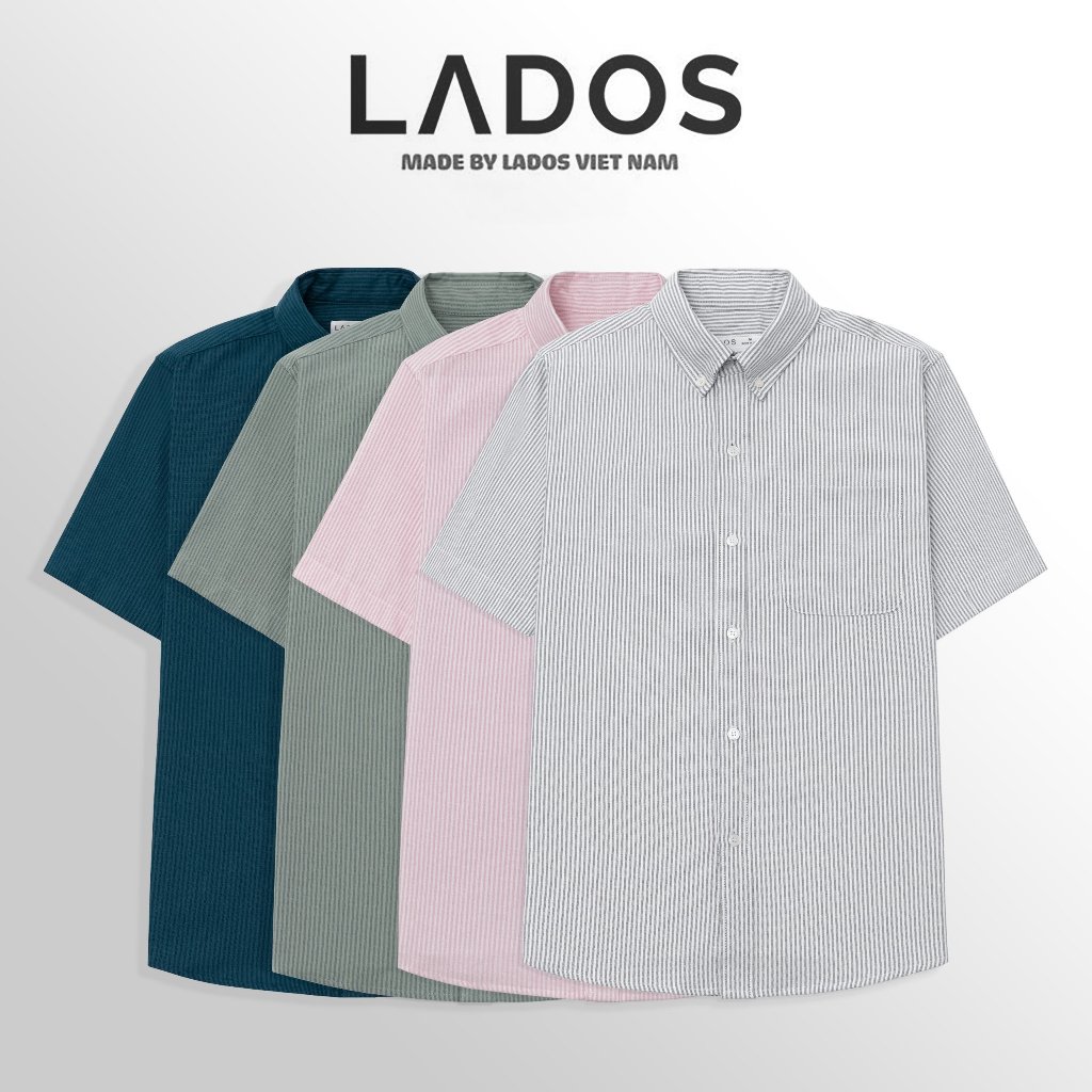 Áo sơ mi sọc nam ngắn tay vải oxford có túi LADOS-8127 năng động, thấm hút, dày dặn đứng form | BigBuy360 - bigbuy360.vn