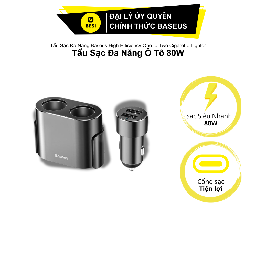 Tẩu Sạc Đa Năng Baseus High Efficiency One to Two Cigarette Lighter ...