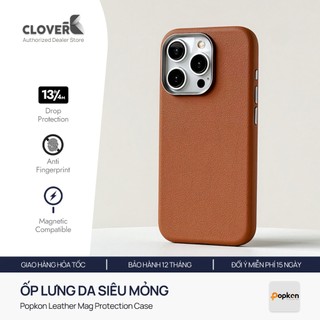 Ốp Lưng Da Vegan Popkon Cho iPhone 17 Pro Max Vòng Từ Tính Sạc Không Dây