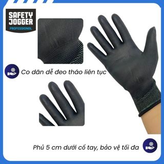 Găng Tay Jogger Safety cáo cấp phủ lớp PU, chống điện bảo vệ ngón tay, lòng bàn tay