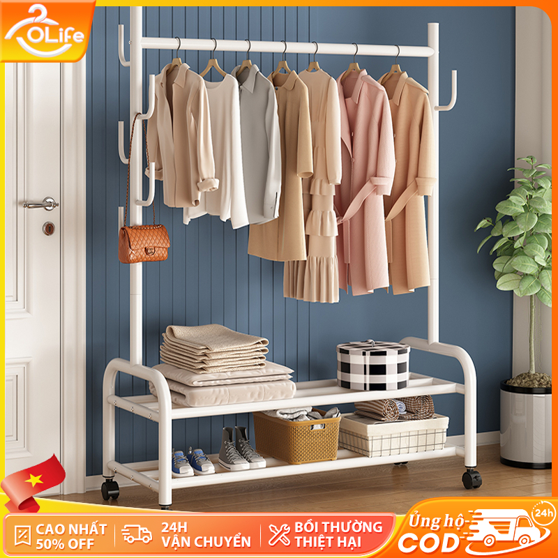 𝐎𝐥𝐢𝐟𝐞 Giá Treo Quần Áo Đa Năng Sào Phơi Đồ Loại Đơn Giản Chắc Chắn Giá Phơi Có Bánh Xe Di Chuyể