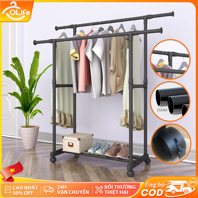 𝐎𝐥𝐢𝐟𝐞 Giá Treo Quần Áo Thép Cacbon Xào Treo Quần Áo Cao Cấp Và Bền Sào Treo Quần Áo Di Chuyển Tự Do
