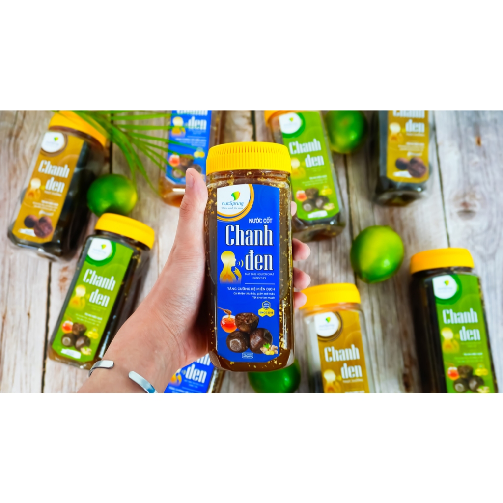 Combo Mua 2 Nước Cốt Chanh Đen Ủ Muối 5 Năm Mật Ong Gừng (600gam) NutSpring
