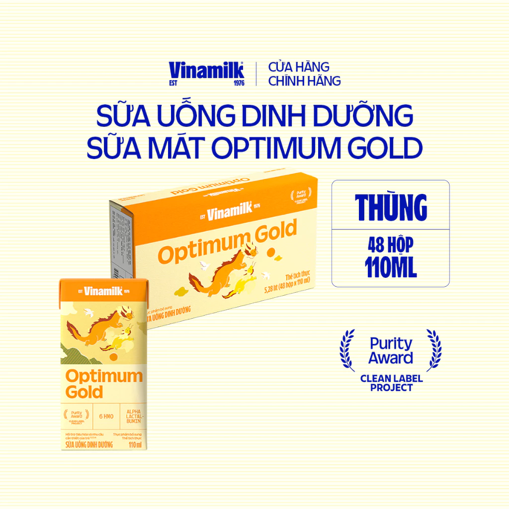 Thùng 48 hộp Sữa pha sẵn Vinamilk Optimum Gold 110ml