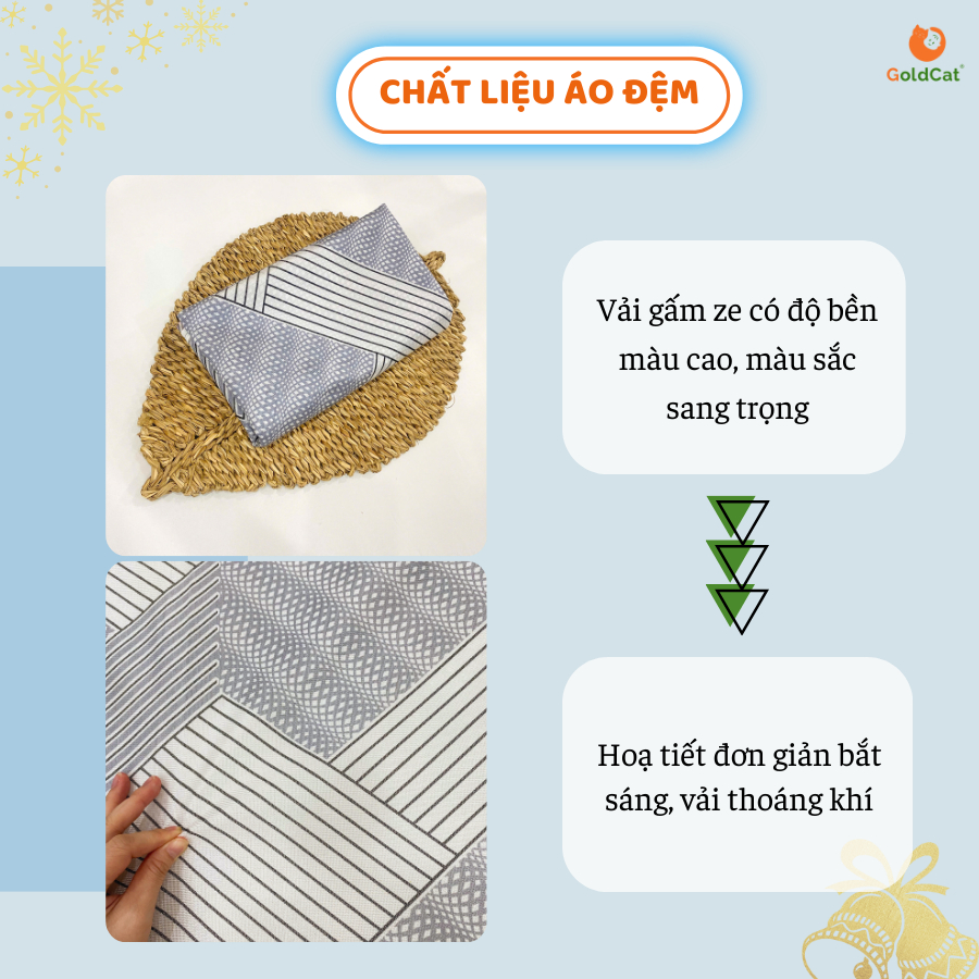 Ảnh Đệm Bông Ép GOLDCAT Kèm Áo Ghi Thiết Kế Kéo Khoá, Đệm Dày Tiêu Chuẩn 5CM, Đa Dạng Kích Thước Cho Cũi 3