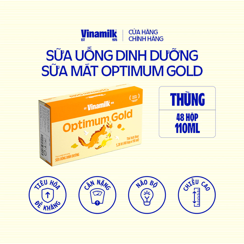 Thùng 48 hộp Sữa pha sẵn Vinamilk Optimum Gold 110ml