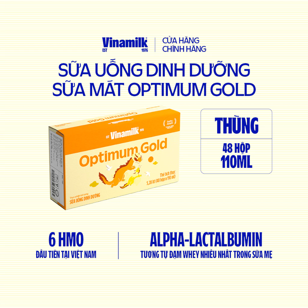Thùng 48 hộp Sữa pha sẵn Vinamilk Optimum Gold 110ml