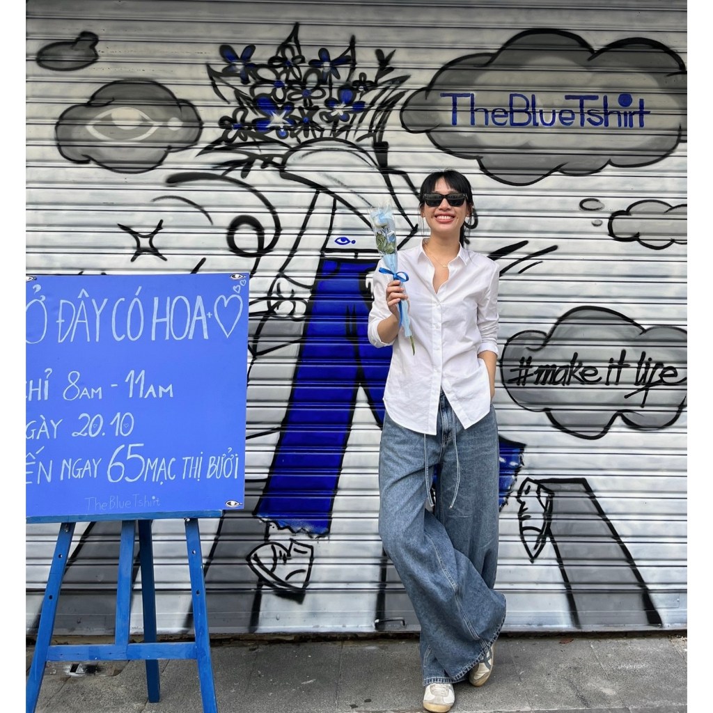 TheBlueTshirt - Quần jeans ống rộng phom loose fit phối dây cho nữ - Daughter Jeans - Women