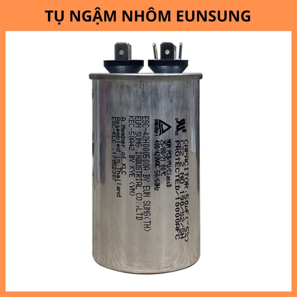Tụ ngậm nhôm Eunsung chính hãng 10uF - 100uF 450V vỏ nhôm bền bỉ bù công suất máy bơm máy giặt VPE