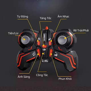 Đồ Chơi Xe Đụng Go-Kart Điều Khiển Từ Xa Đưa Bóng Vào Khung Thành RC 2.4Ghz Xoay 360 Độ Có Đèn Có Nhạc Và Phun Khói