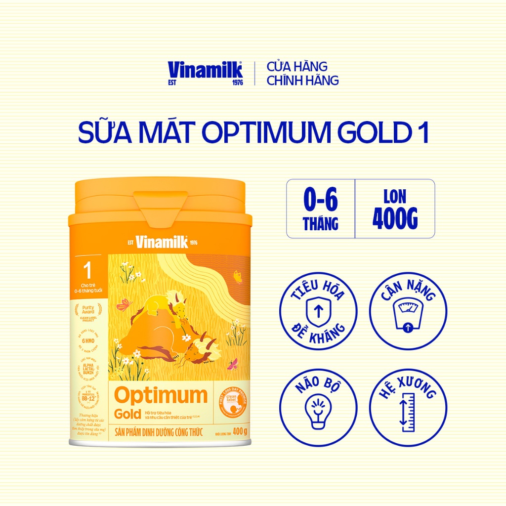 Ảnh Hộp Sữa bột Vinamilk Optimum Gold 1 - Hộp thiếc 400g 2