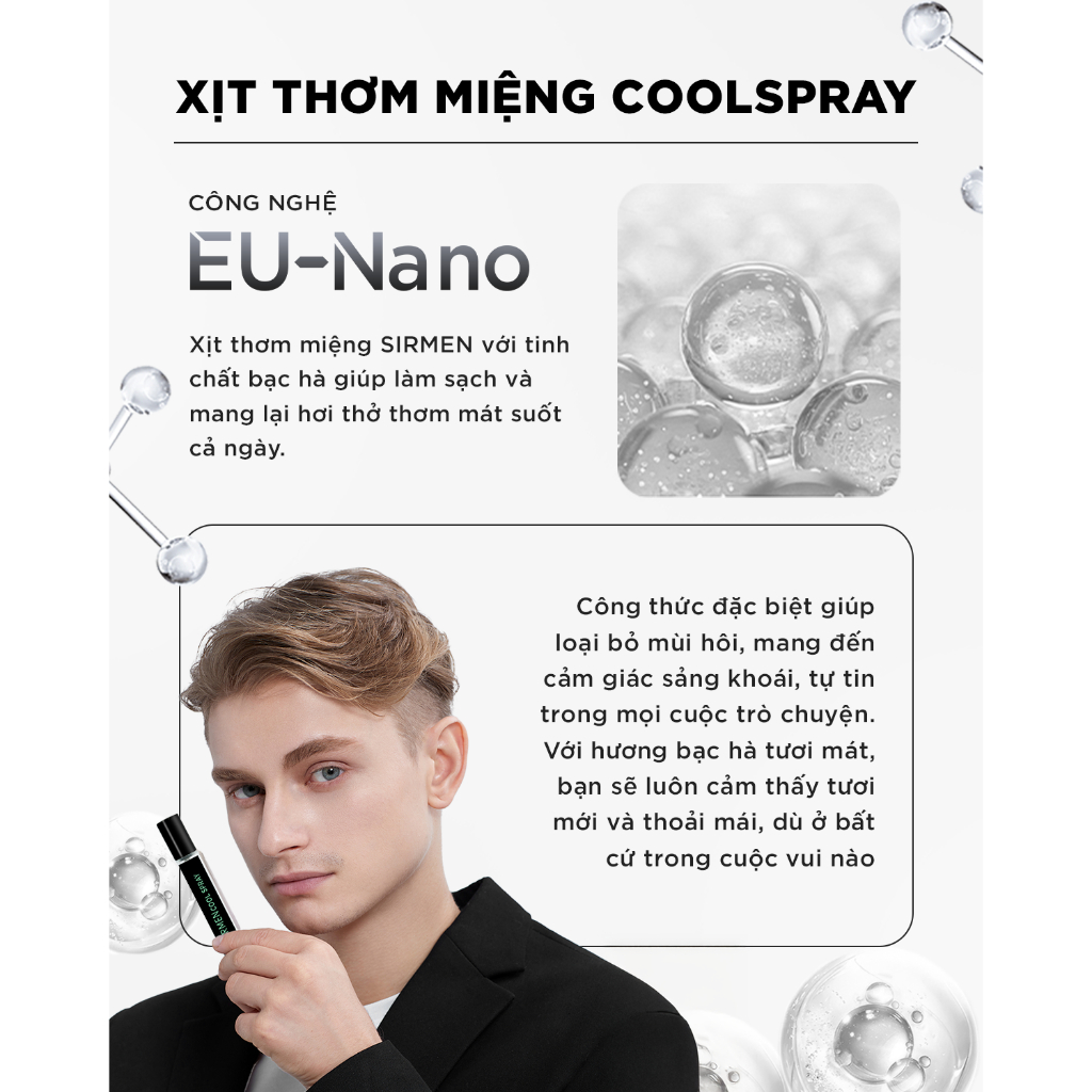 Ảnh Xịt thơm miệng SIRMEN Europe Mint Cool Spray vị bạc hà thơm mát tự nhiên, công nghệ EU-Nano kéo dài 180 phút chai 10ml 3