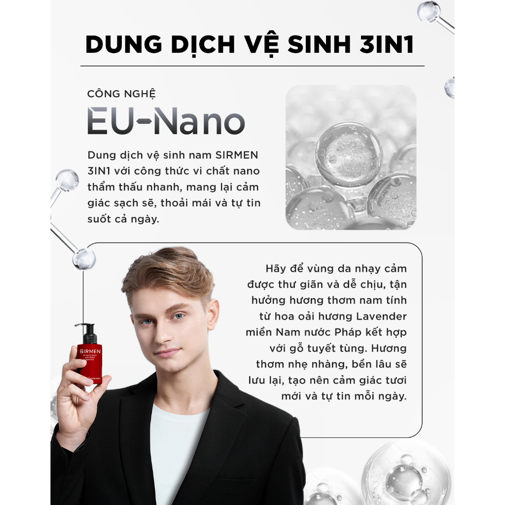 Ảnh Dung dịch vệ sinh nam 3 in 1 SIRMEN Europe Gentlemen cao cấp 100g hương nước hoa châu Âu 4