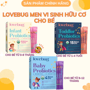 [Chính Hãng-Mỹ]Men vi sinh cho bé Lovebug, bổ sung lợi khuẩn, hỗ trợ tiêu hóa, tăng đề kháng cho bé