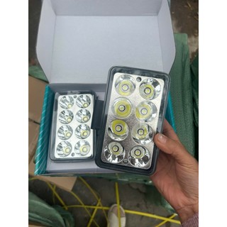 Đèn led trợ sáng Runlai đèn trợ sáng 8 mắt hình chữ nhật điện dùng chung 12v và 24v