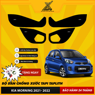 Bộ Dán Chống Xước Tapli Cửa Xe Kia Morning 2021- 2022 - Viền Vân Da Carbon Cao Cấp( tặng 1 bộ gương cầu lồi)