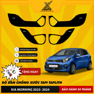 Bộ Dán Chống Xước Tapli Cửa Xe Kia Morning 2021- 2022 - Viền Vân Da Carbon Cao Cấp( tặng 1 bộ gương cầu lồi)