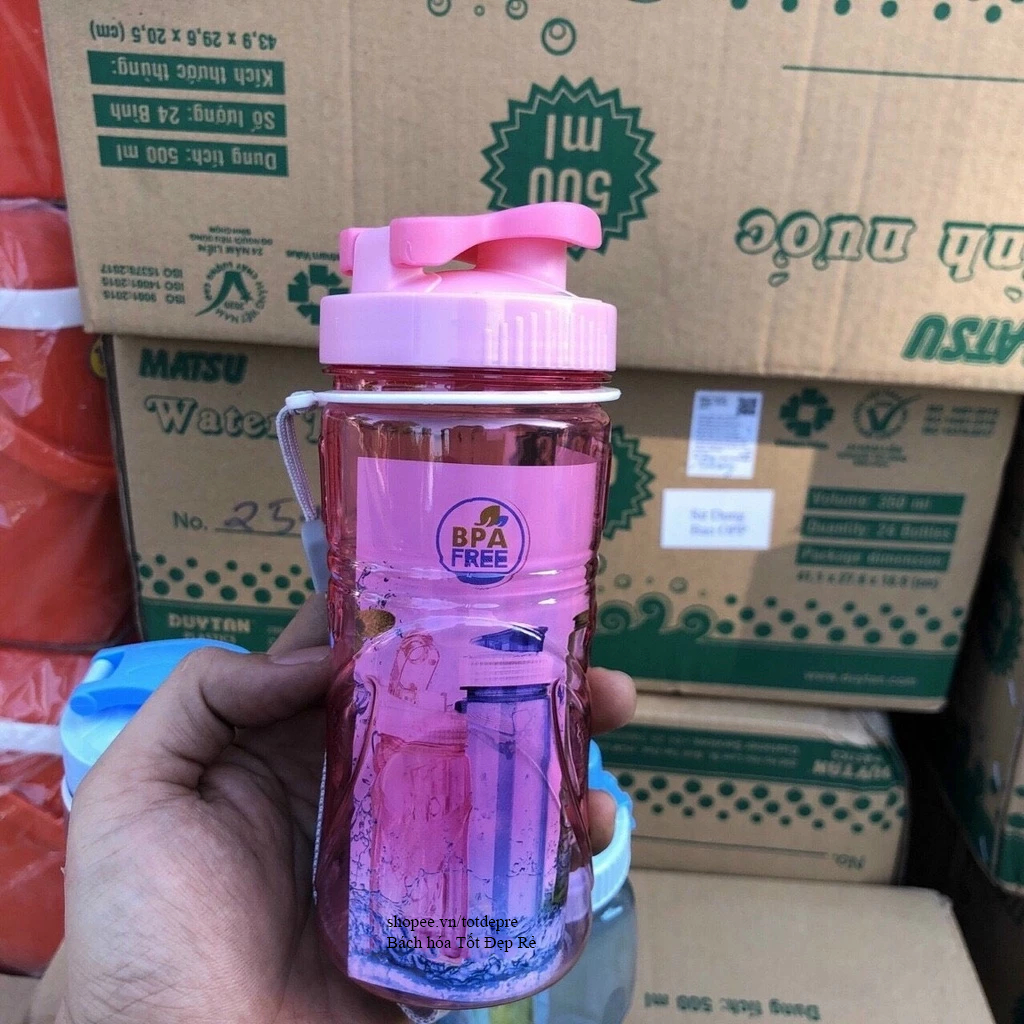 Bình nước thể thao nhựa Duy Tân / Song Long có dây xách dung tích 350ml 500ml 700ml