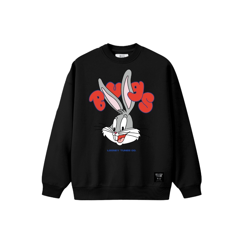 Áo Nỉ Không Mũ BOO Overfit Chất liệu Nỉ da cá In Hình Bugs Bunny Looney Tunes Hoạt hình
