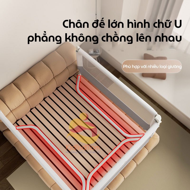 Ảnh Thanh chắn giường cao cấp KidAndMom BR02, BR23, BR25 cao 105cm 24 nắc điều chỉnh thiết kế chống kẹt chống vấp ngã cho bé 3