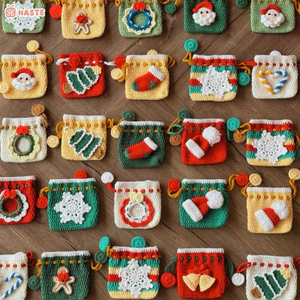 Túi Rút Len Mini Hoạ Tiết Giáng Sinh Noel Phong Cách Dễ Thương Quà Tặng Độc Đáo