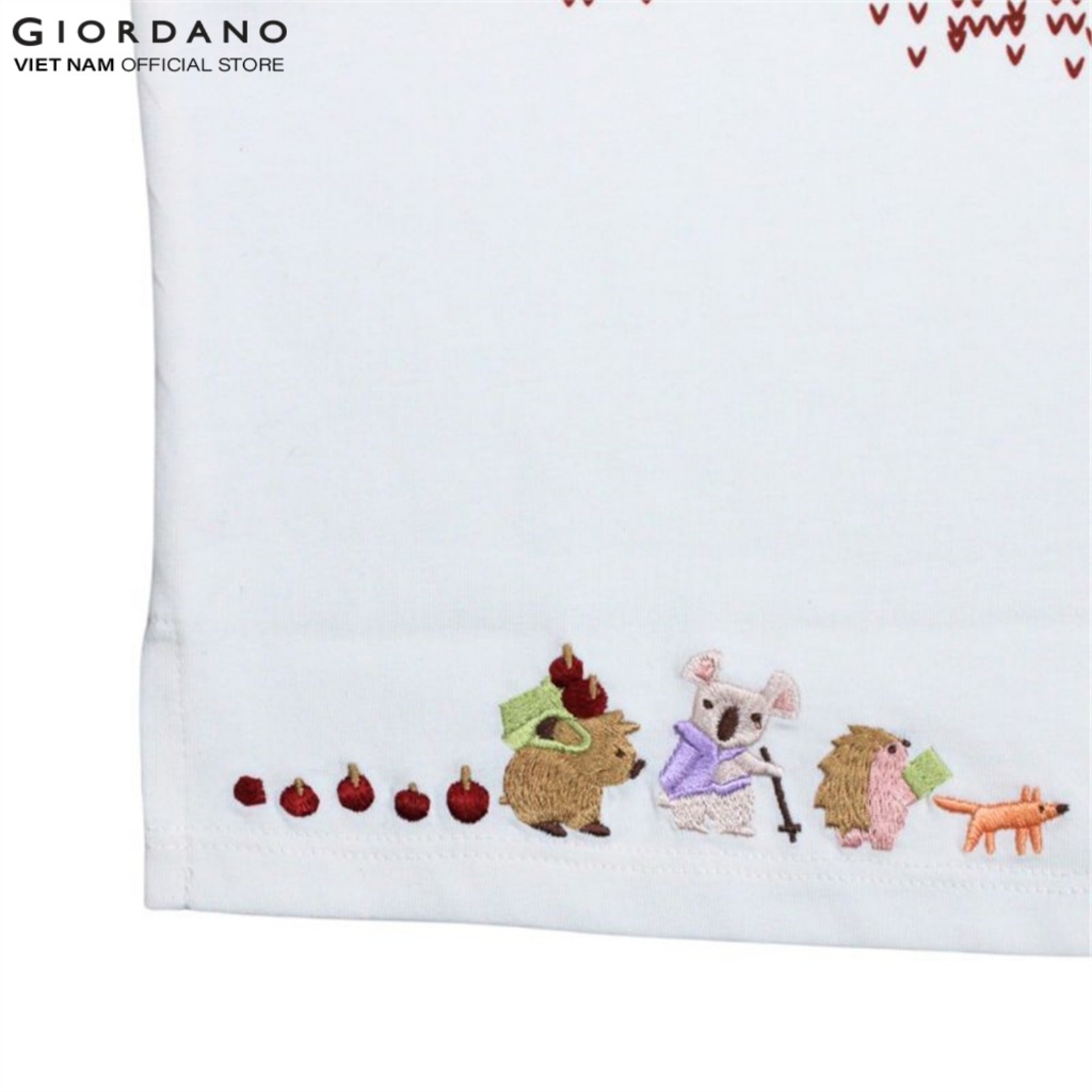 Ảnh GIORDANO Áo Thun Nữ Ngắn Tay Thêu Hình 05394247-01 1
