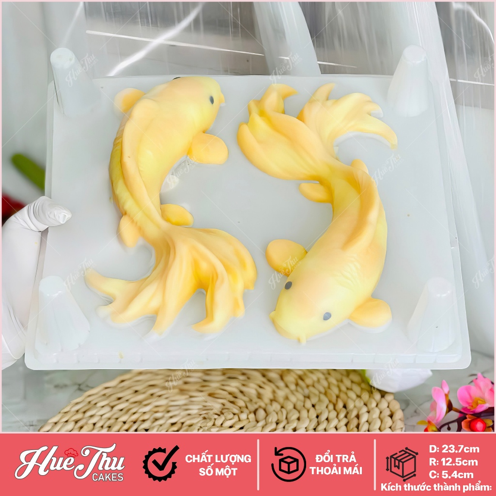 Khuôn nhựa Cá Chép Hóa Rồng N8 (1 cặp) làm bánh rau câu, nhấn xôi