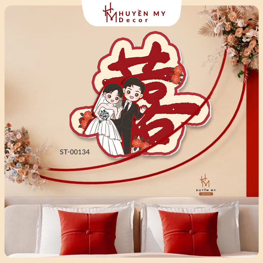 (BST MỚI) Tranh Dán Sticker Chữ Hỷ, Nhiều Mẫu Đẹp, Trang Trí Đám Cưới ...