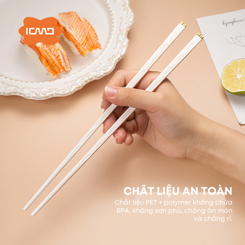 Set 5/10 Đôi Đũa Ăn Cơm Trắng Bạc Hợp Kim KOOBEE – Kháng Khuẩn, Chống Trơn, Chịu Nhiệt Cao Cấp (BA21)