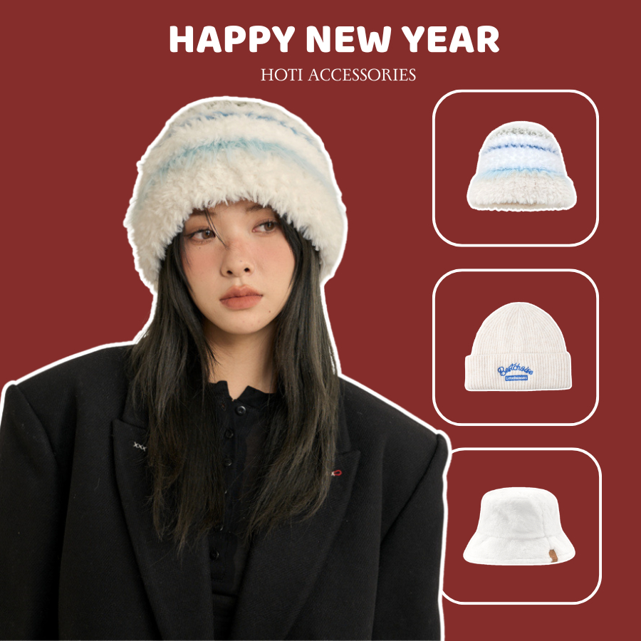 [New Year 2025] Mũ Len Hàn Quốc Unisex, Nón Len Tone Trắng Xinh Xắn ...