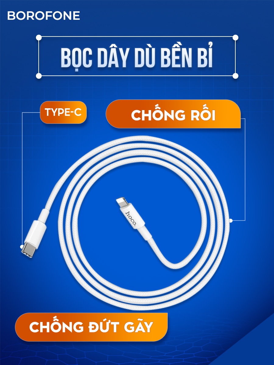 Ảnh Dây sạc nhanh Hoco X56 H-UPF01-GR bọc nylon bện,hỗ trợ dòng sạc 3.0A, PD 20W, dài 1M cho iphone ipad 3