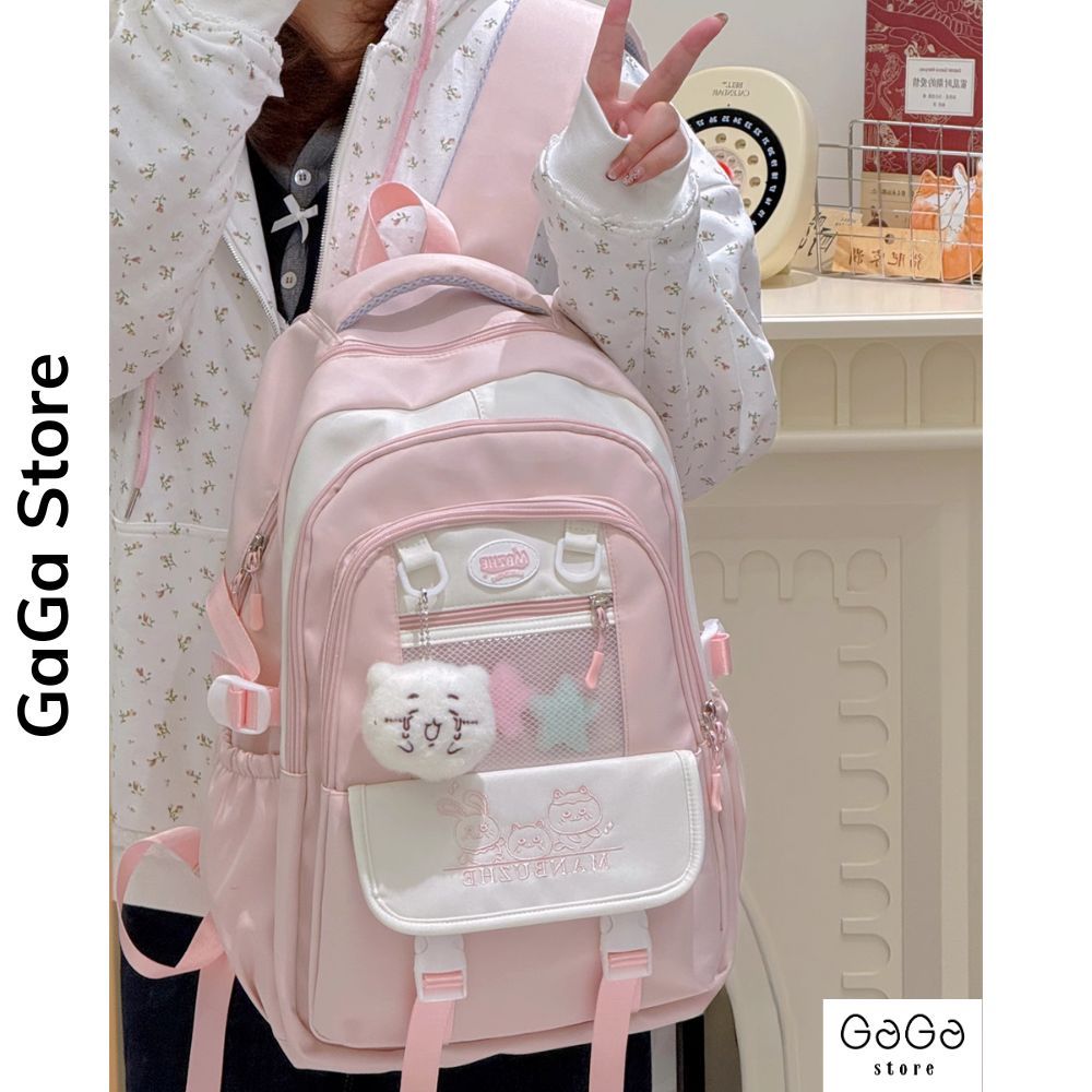Balo đi học nữ nhiều ngăn phối màu pastel dễ thương phong cách Ulzzang cho học sinh B795 gagastore